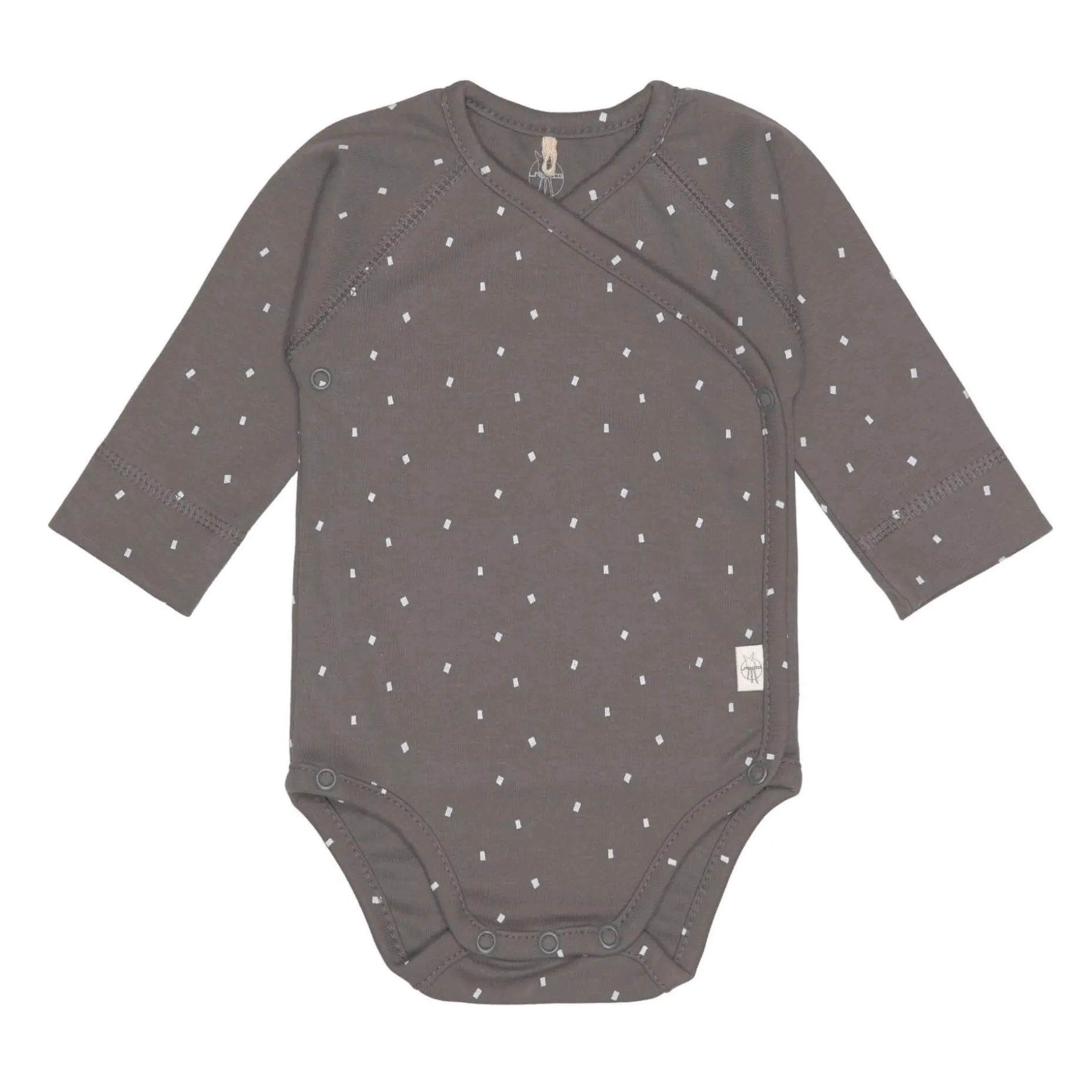 Baby Wickelbody langarm - Bio Baumwolle, Punkte, Anthrazit