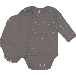 Baby Wickelbody langarm - Bio Baumwolle, Punkte, Anthrazit