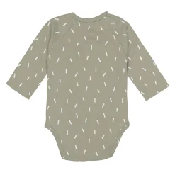 Baby Wickelbody langarm - Bio Baumwolle, Striche, Oliv