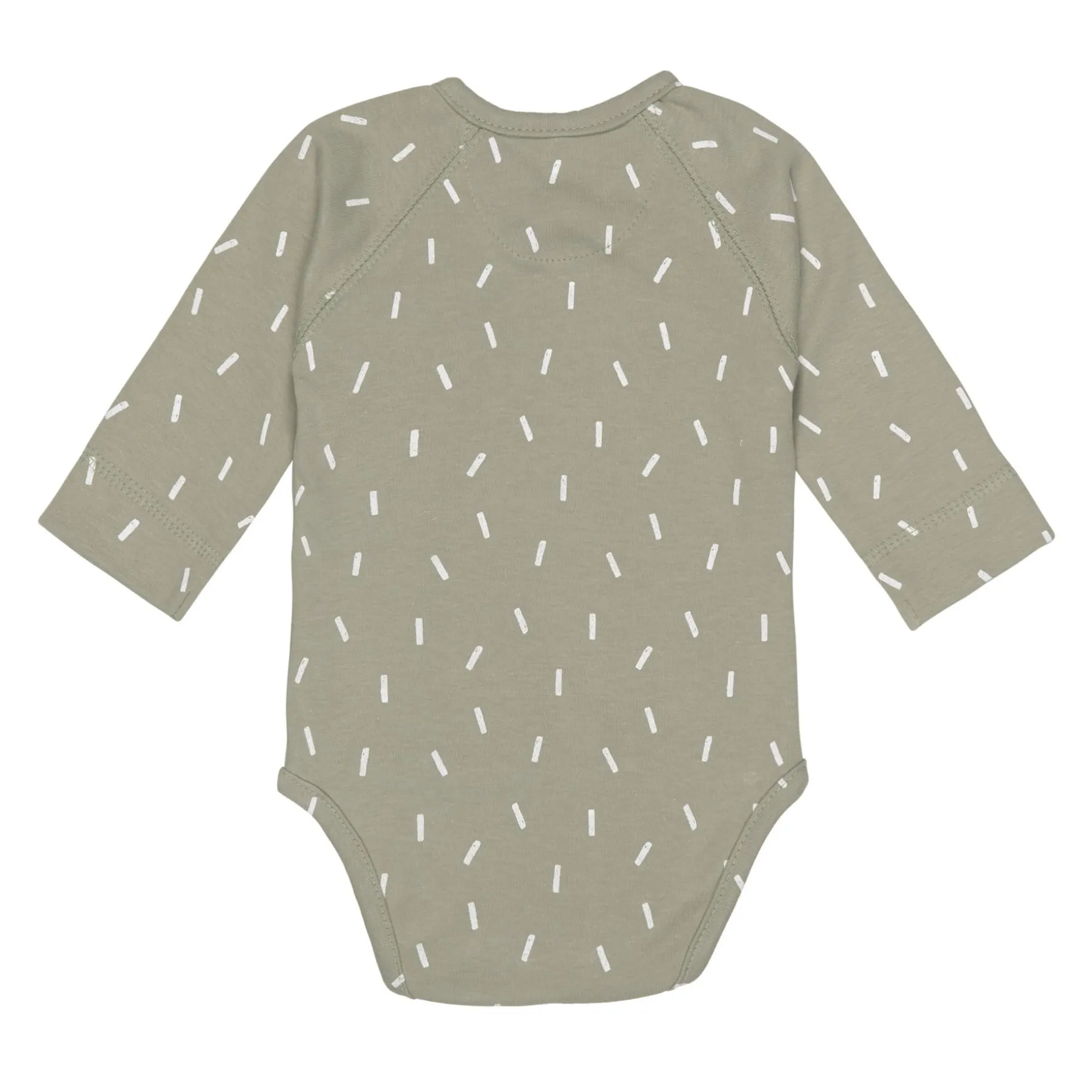 Baby Wickelbody langarm - Bio Baumwolle, Striche, Oliv