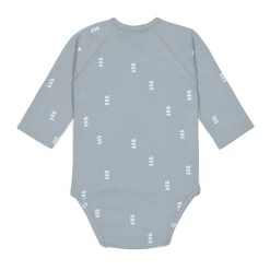 Baby Wickelbody langarm - Bio Baumwolle, Blocks, Hellblau