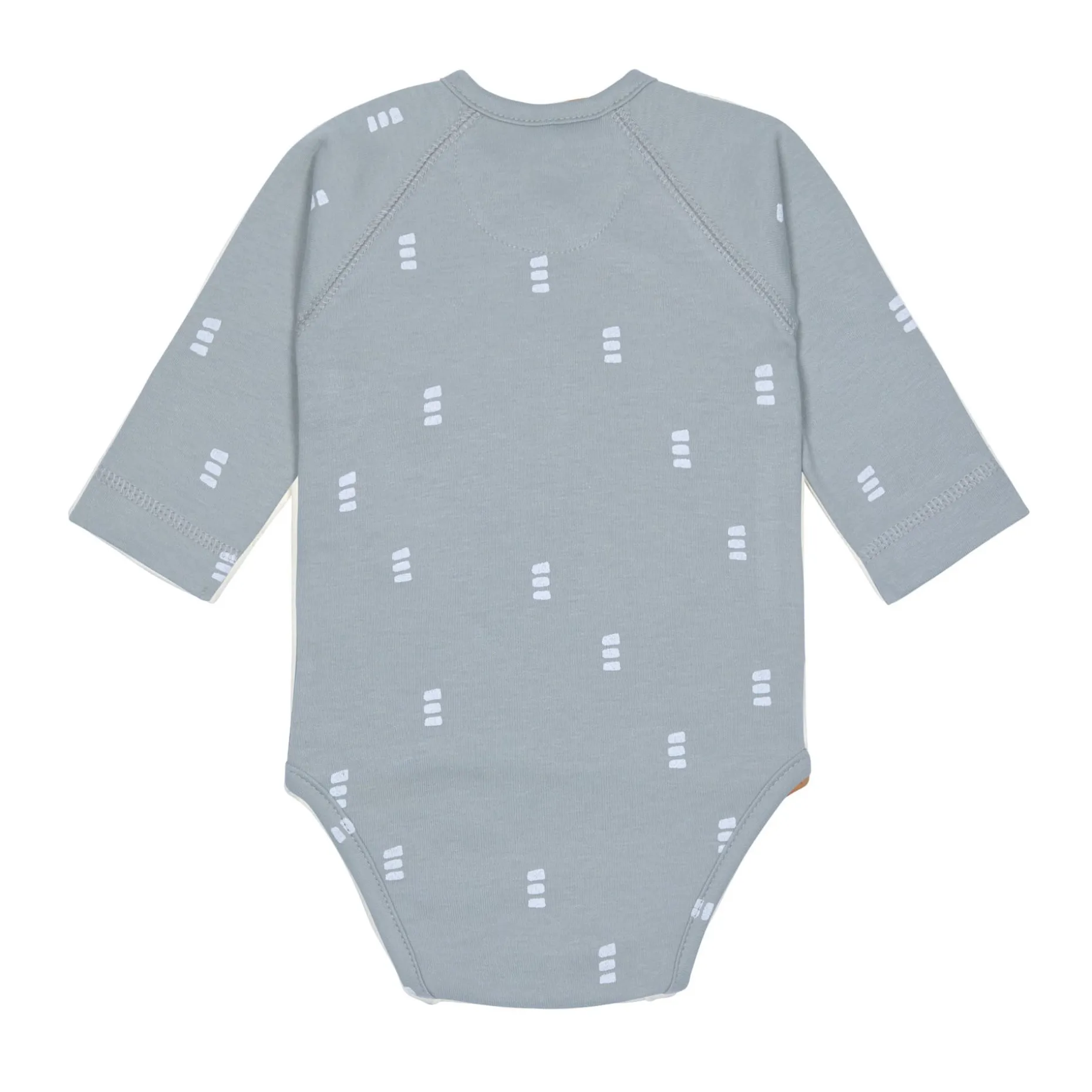 Baby Wickelbody langarm - Bio Baumwolle, Blocks, Hellblau