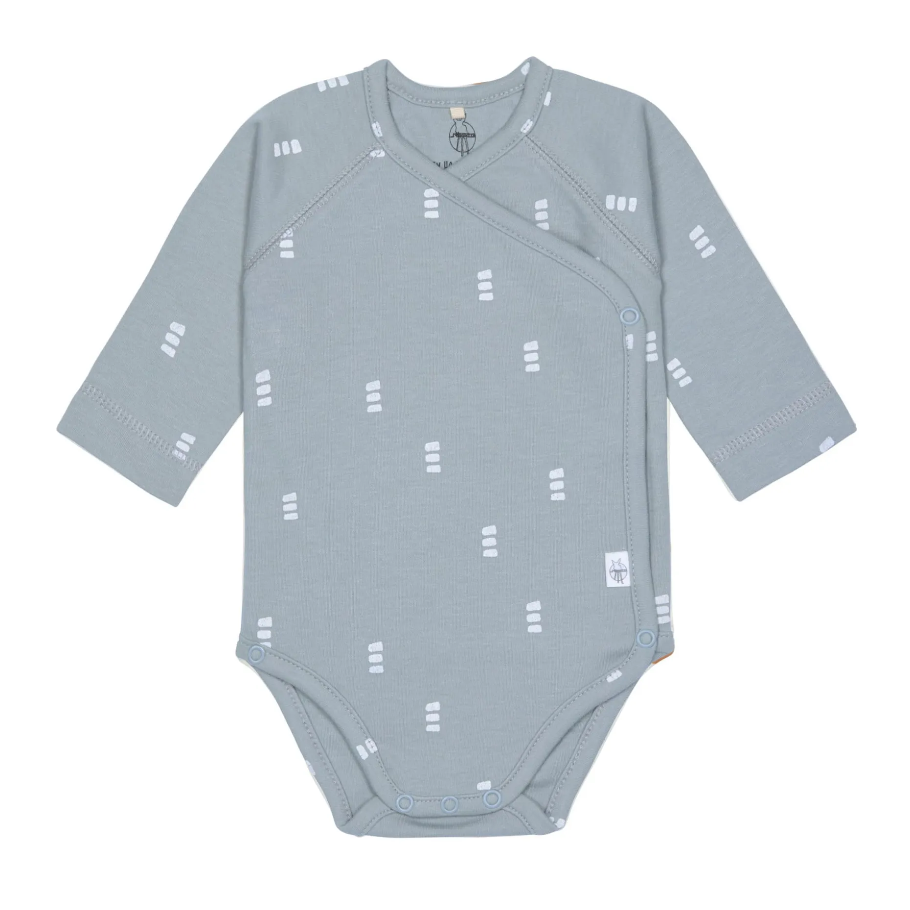 Baby Wickelbody langarm - Bio Baumwolle, Blocks, Hellblau