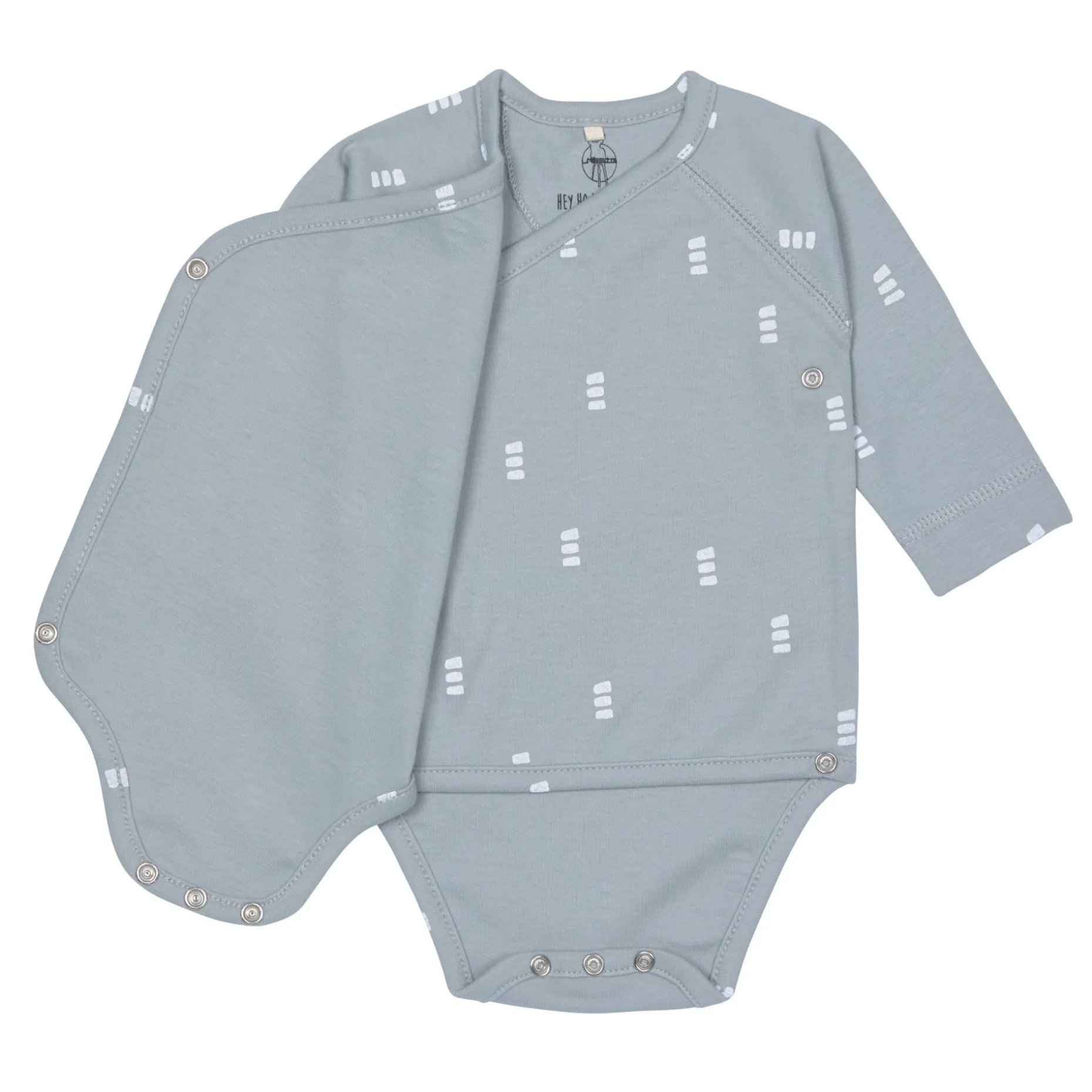 Baby Wickelbody langarm - Bio Baumwolle, Blocks, Hellblau