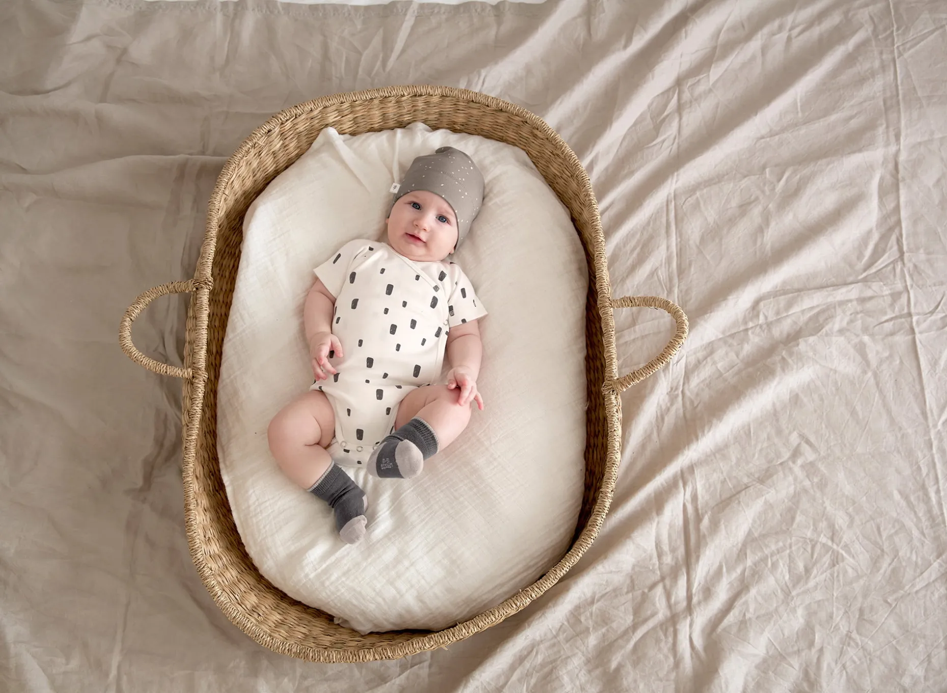 Baby Wickelshirt - Bio Baumwolle, Bricks Milky