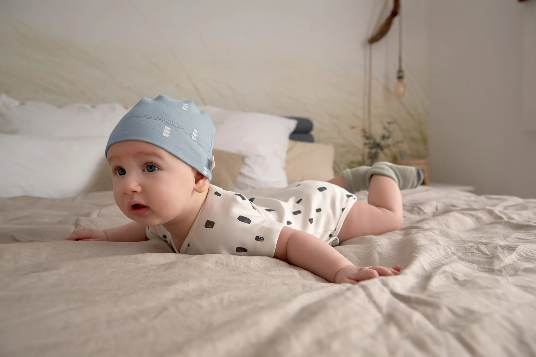 Baby Wickelshirt - Bio Baumwolle, Bricks Milky