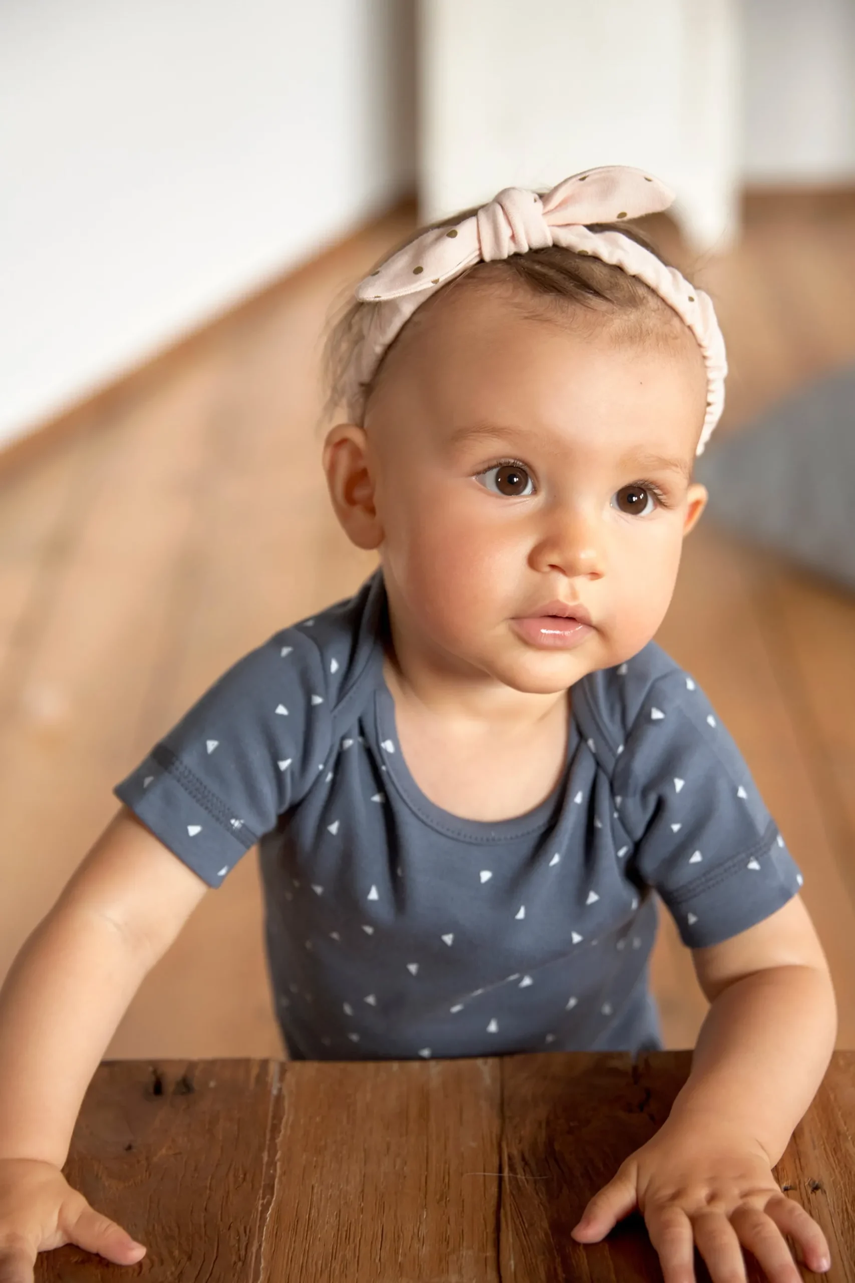 Baby Wickelshirt - Bio Baumwolle, Triangle, Blau