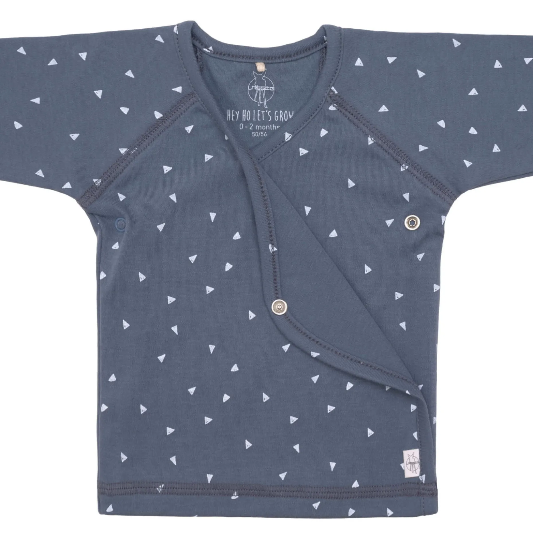 Baby Wickelshirt - Bio Baumwolle, Triangle, Blau