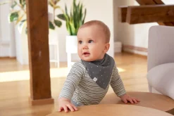 Baby Wickelshirt - Bio Baumwolle, Striped, Grau