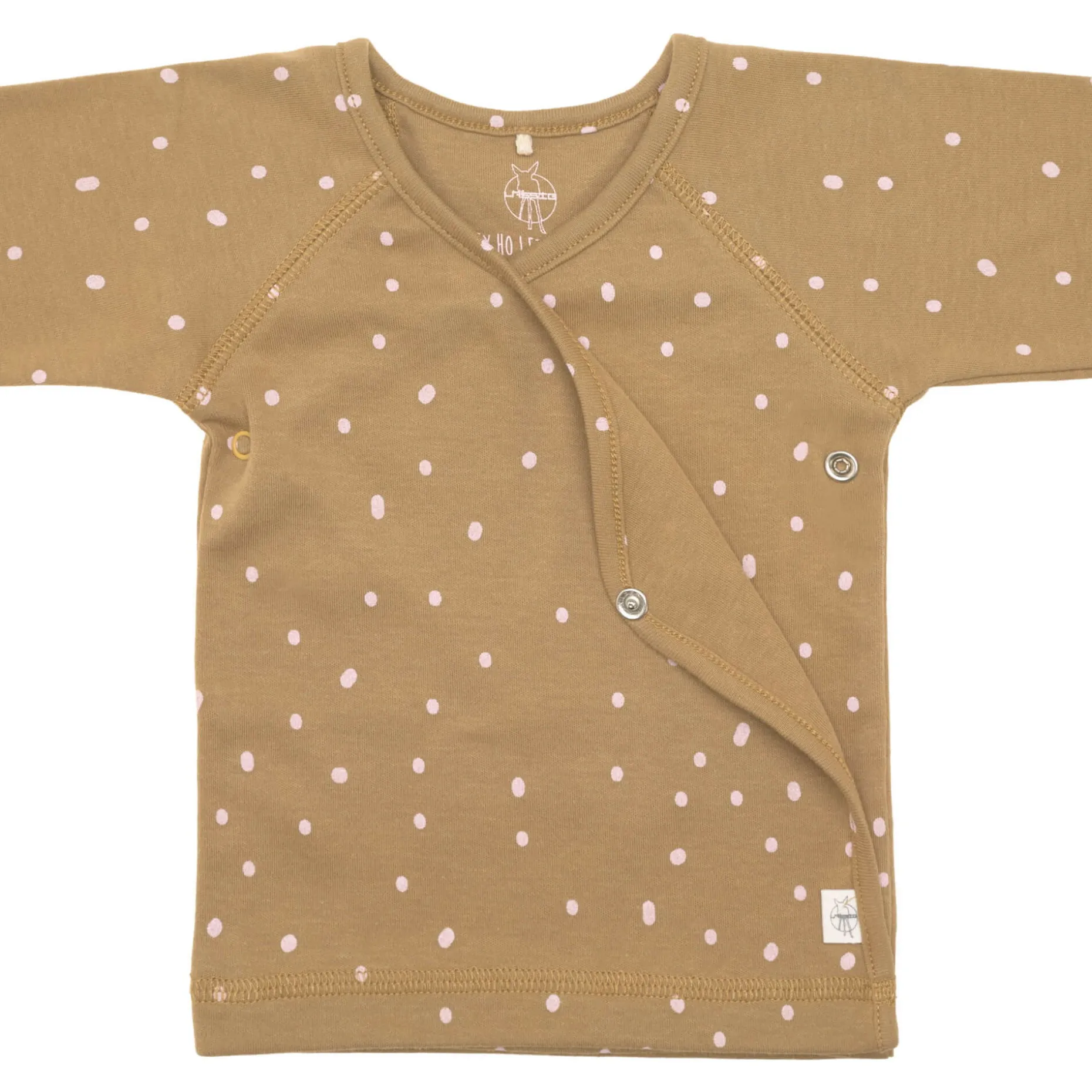 Baby Wickelshirt - Bio Baumwolle, Dots, Curry