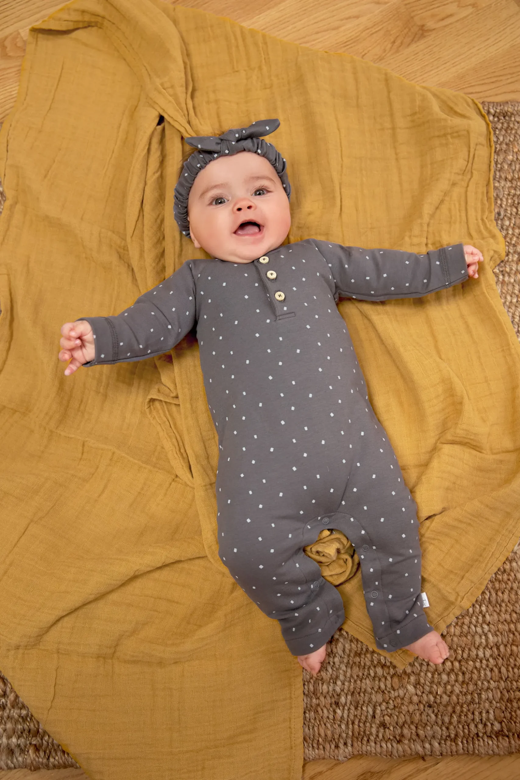 Baby Wickelshirt - Bio Baumwolle, Spots, Anthrazit