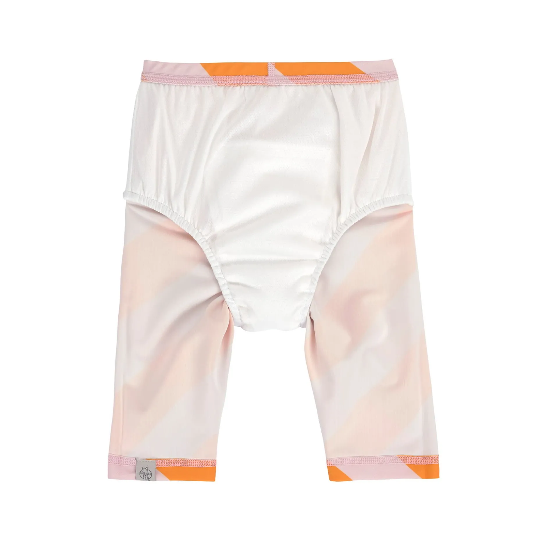 Badehose Baby Kurz (UV-Schutz & Windel) - Streifen, Rosa Orange
