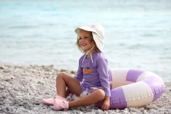 Badehose Baby (mit Windel) - Streifen, Purple Weiß