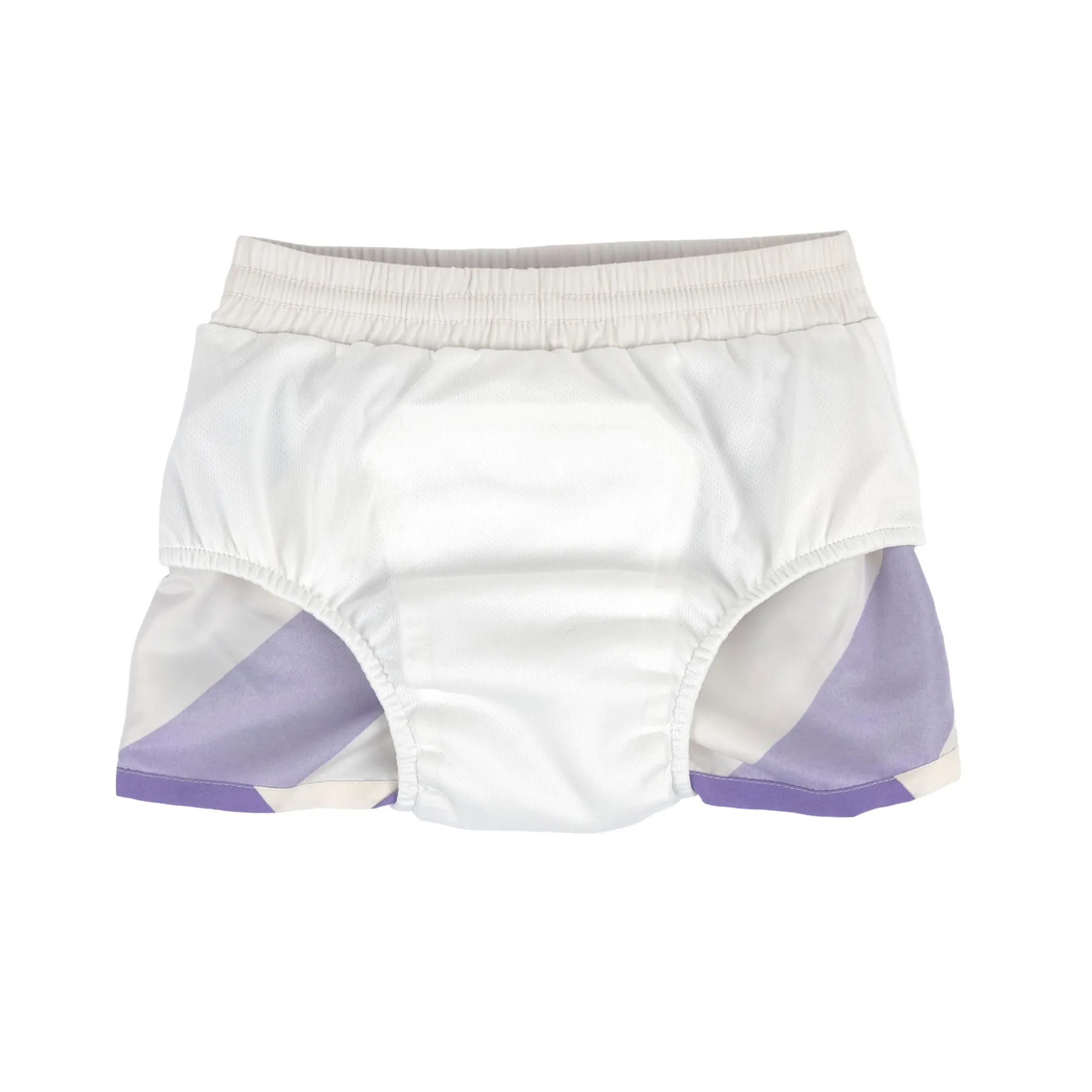 Badehose Baby (mit Windel) - Streifen, Purple Weiß