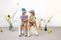 Beanie Mütze Kinder - Bio Baumwolle, Little Gang, Blau Khaki