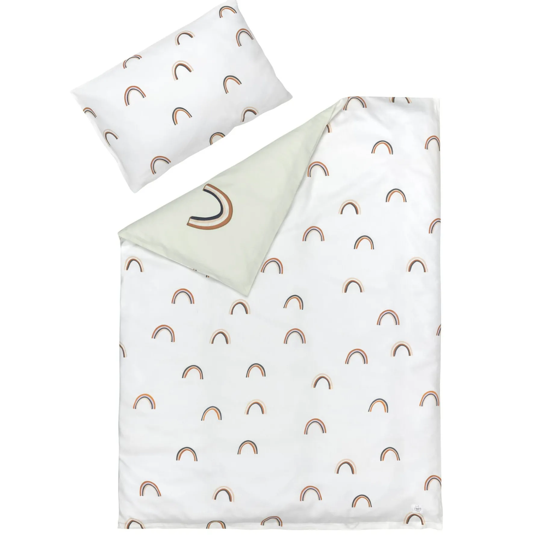 Bettwäsche Set Kinder - Bio Baumwolle, Regenbogen, Grün Milky