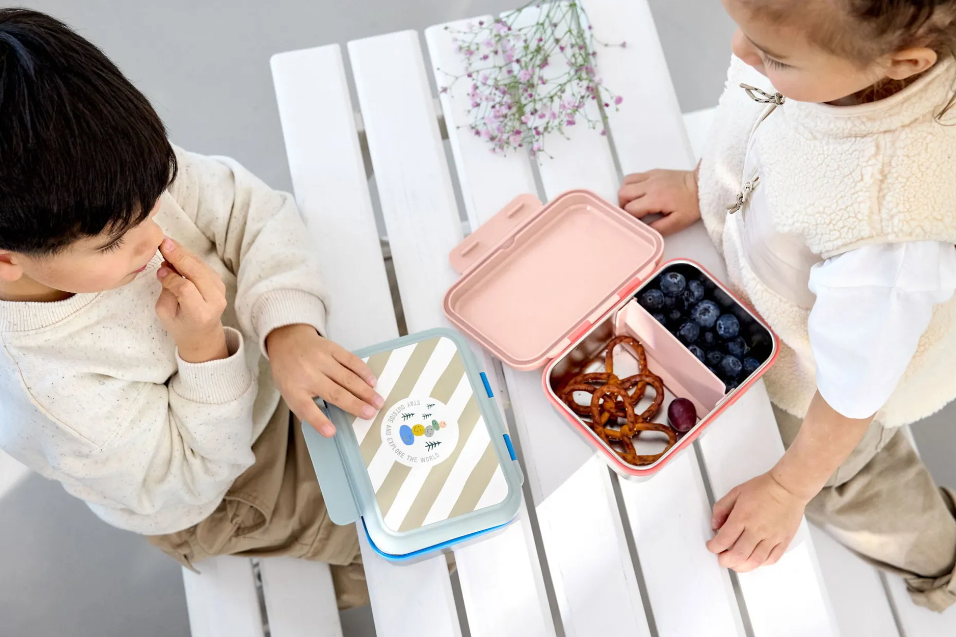 Brotdose Kinder - Edelstahl Lunchbox, Sunny Explorer Grün
