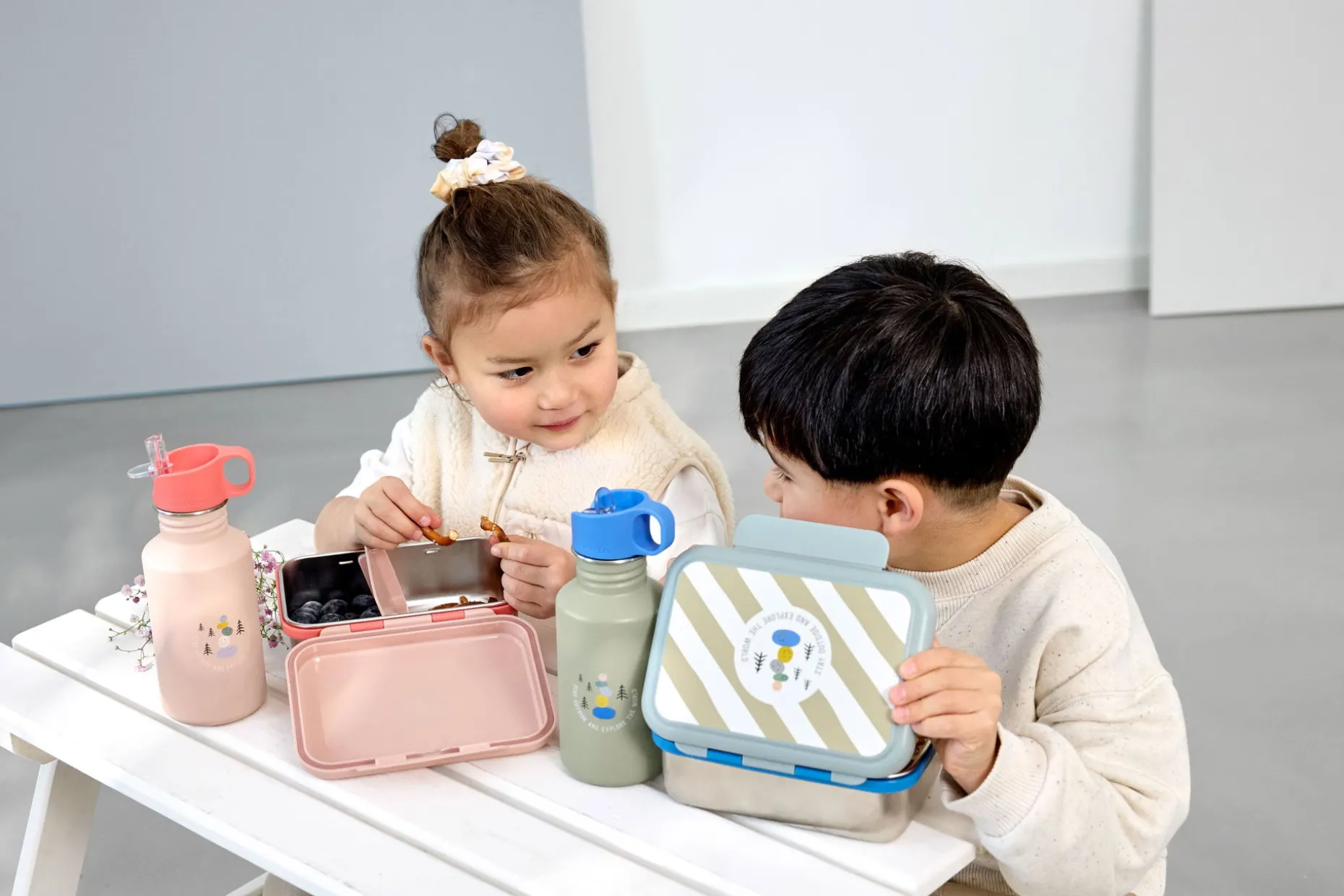 Brotdose Kinder - Edelstahl Lunchbox, Sunny Explorer Grün