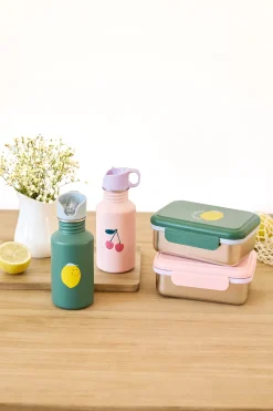 Brotdose Kinder - Edelstahl Lunchbox, Happy Fruits Kirsche