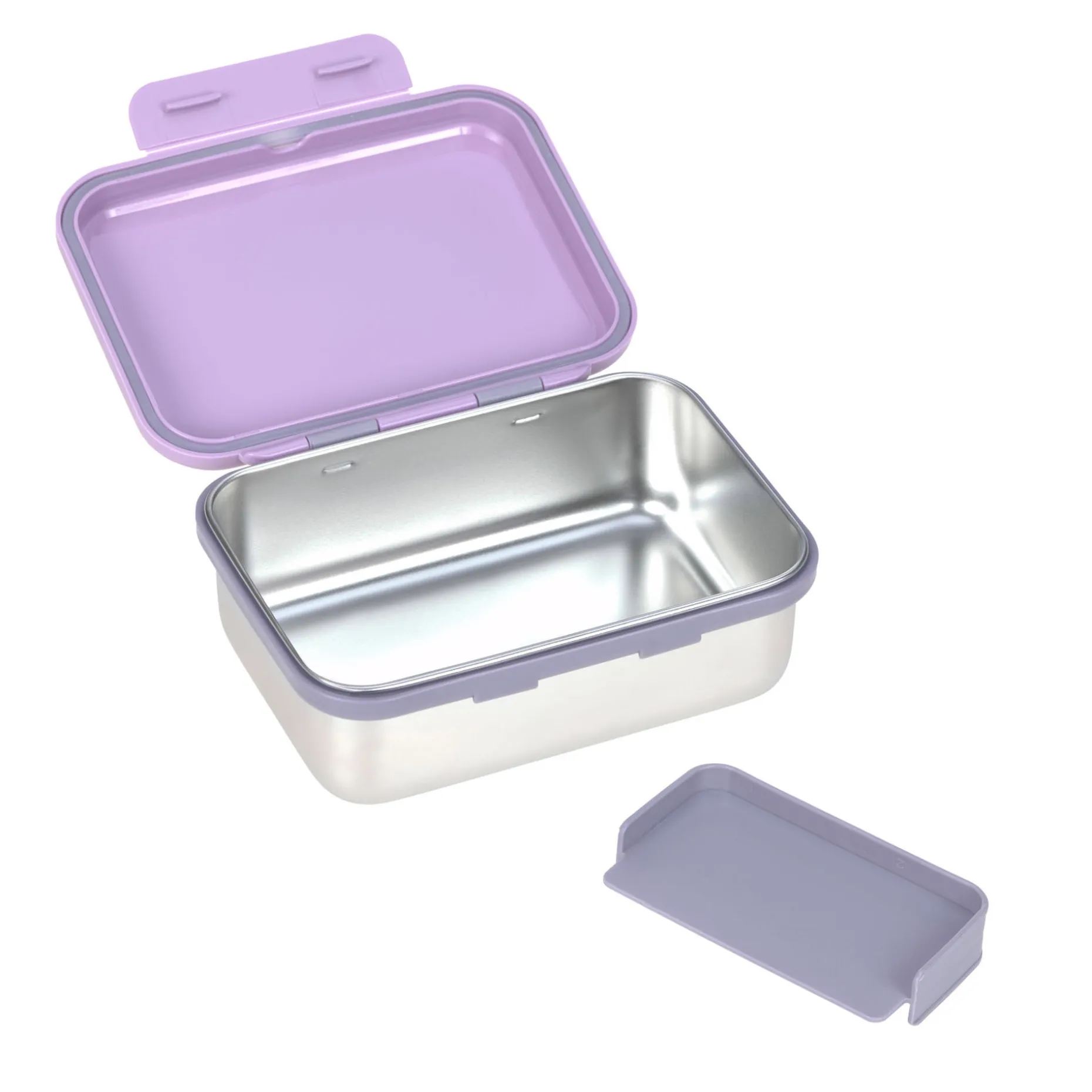 Brotdose Kinder - Edelstahl Lunchbox, Little Gang Herz Lila