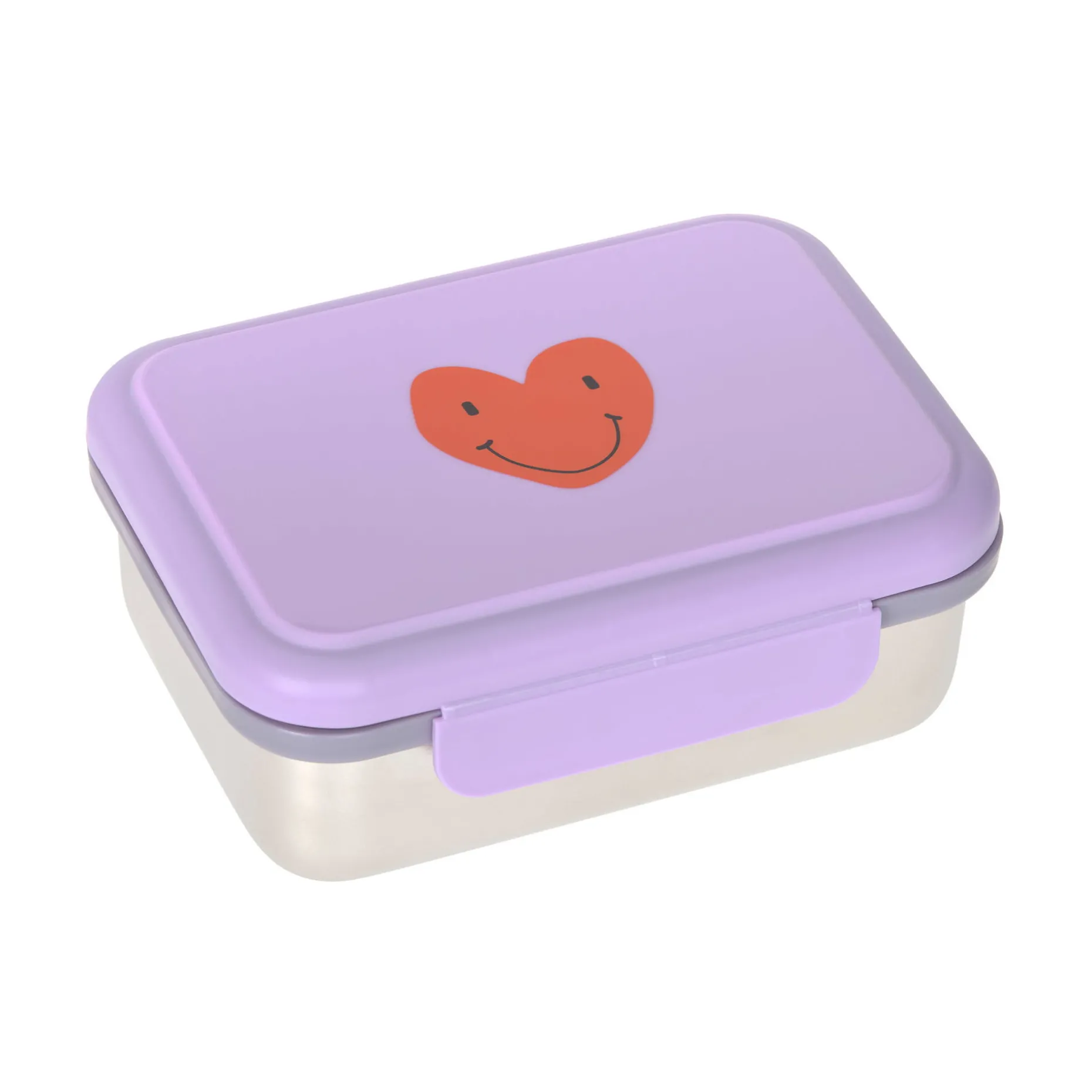 Brotdose Kinder - Edelstahl Lunchbox, Little Gang Herz Lila