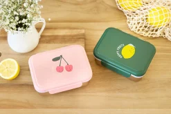 Brotdose Kinder - Edelstahl Lunchbox, Happy Fruits Zitrone