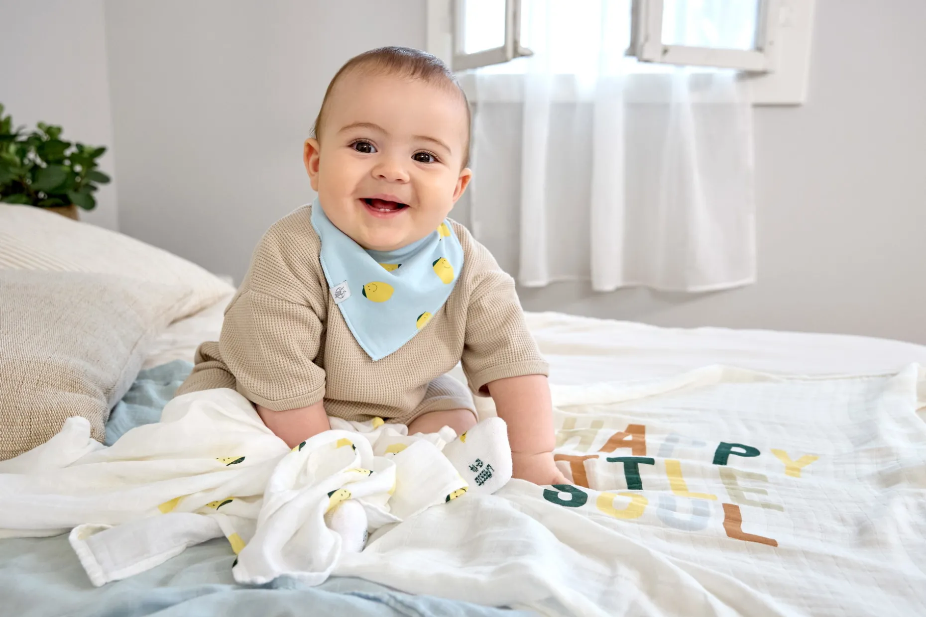 Dreieckstuch Baby (2 Stk) - Bandana, Happy Fruits Zitrone