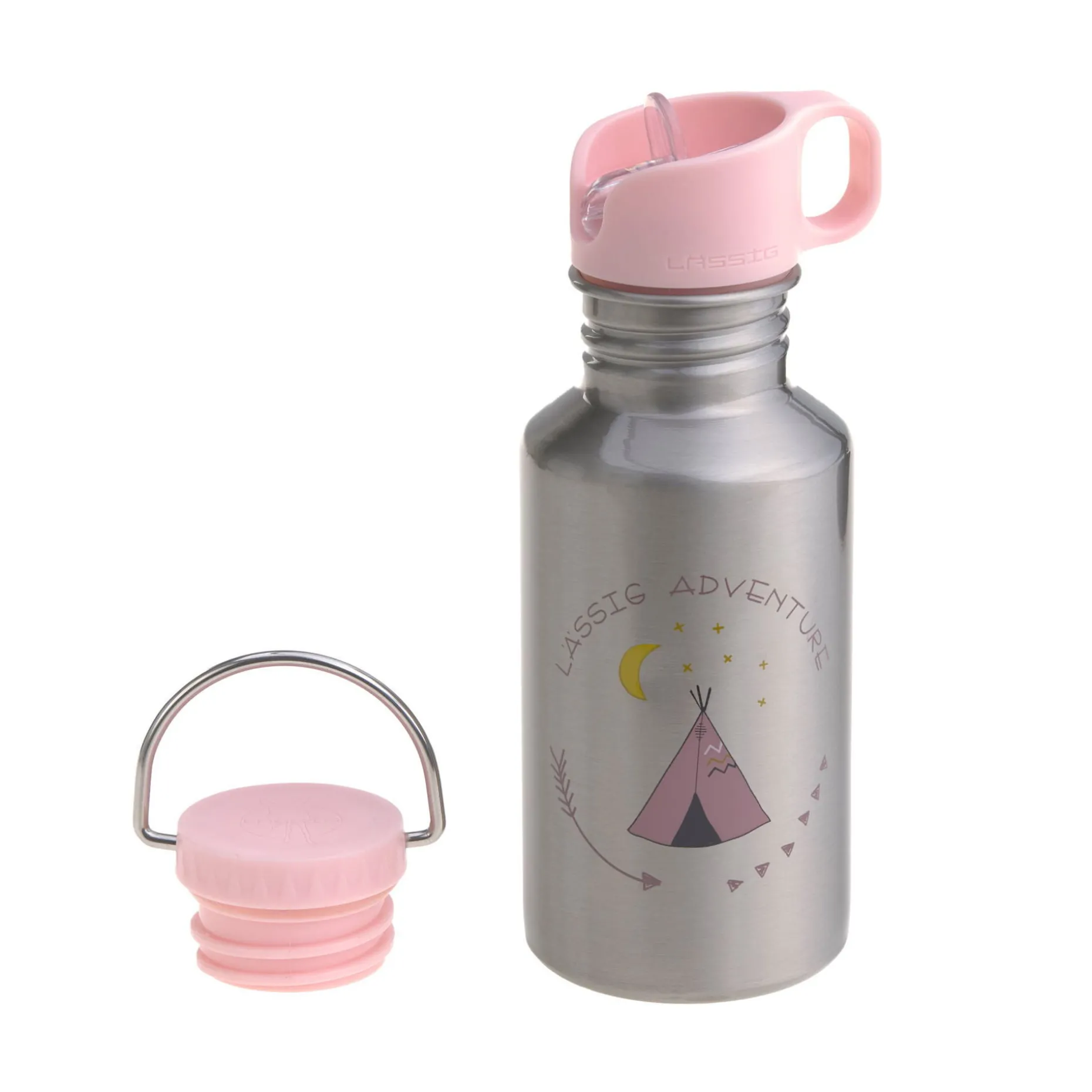 Edelstahl Kinder Trinkflasche 500 ml- Adventure, Tipi