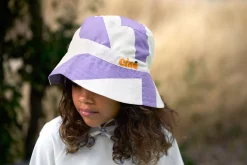 Fischerhut Kinder (UV Schutz) - Streifen, Purple Weiß
