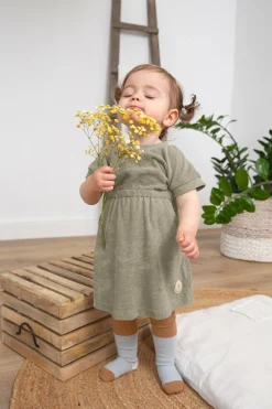 Frottee Kleid Kinder, Oliv