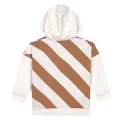 Hoodie Kinder Gestreift - Bio Baumwolle, Little Gang, Weiß Karamell