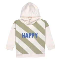Hoodie Kinder Gestreift - Bio Baumwolle, Little Gang, Weiß Khaki