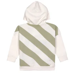Hoodie Kinder Gestreift - Bio Baumwolle, Little Gang, Weiß Khaki