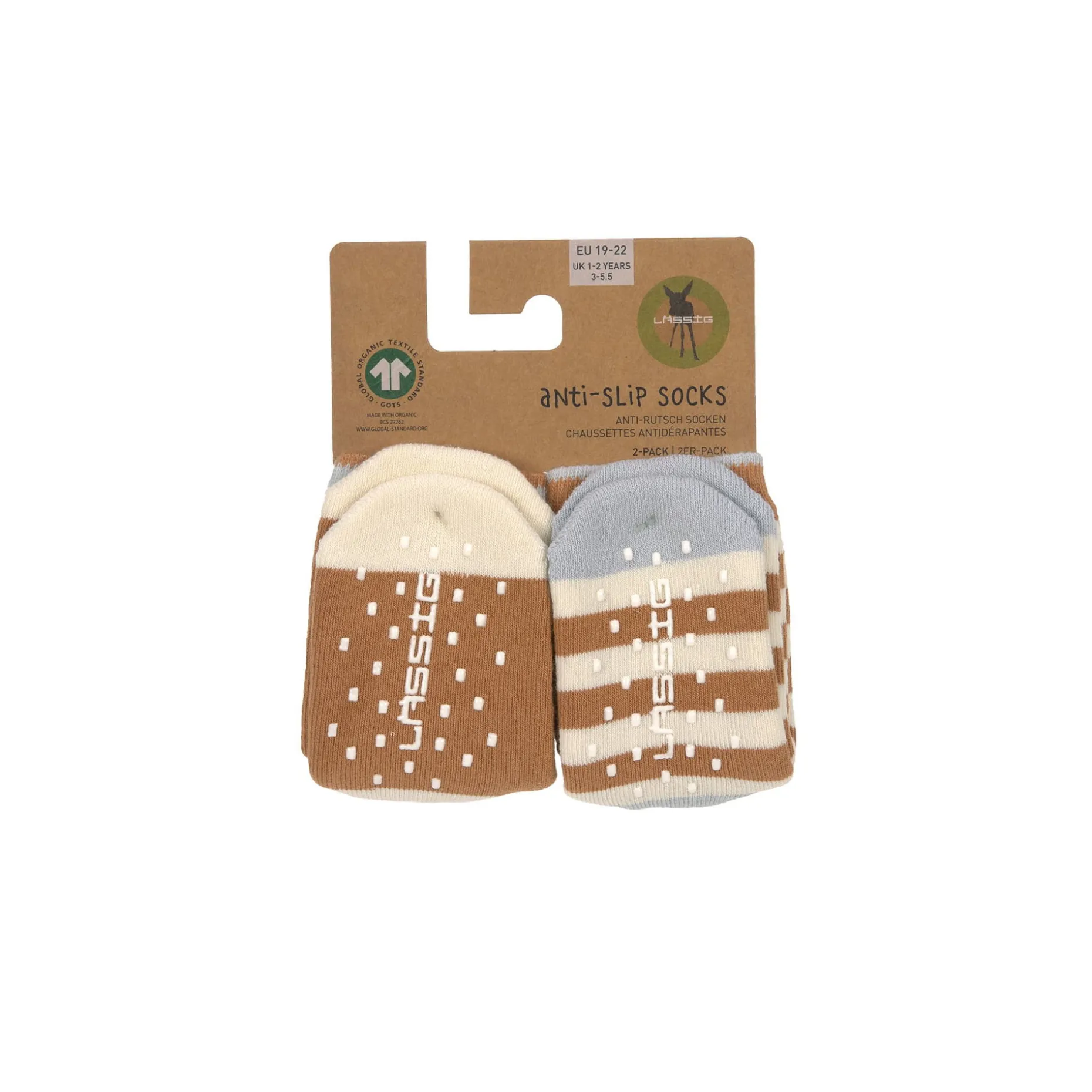 Kinder Antirutsch-Socken (2er-Set), Hellblau Karamell