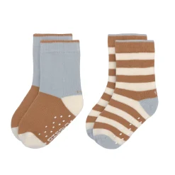 Kinder Antirutsch-Socken (2er-Set), Hellblau Karamell