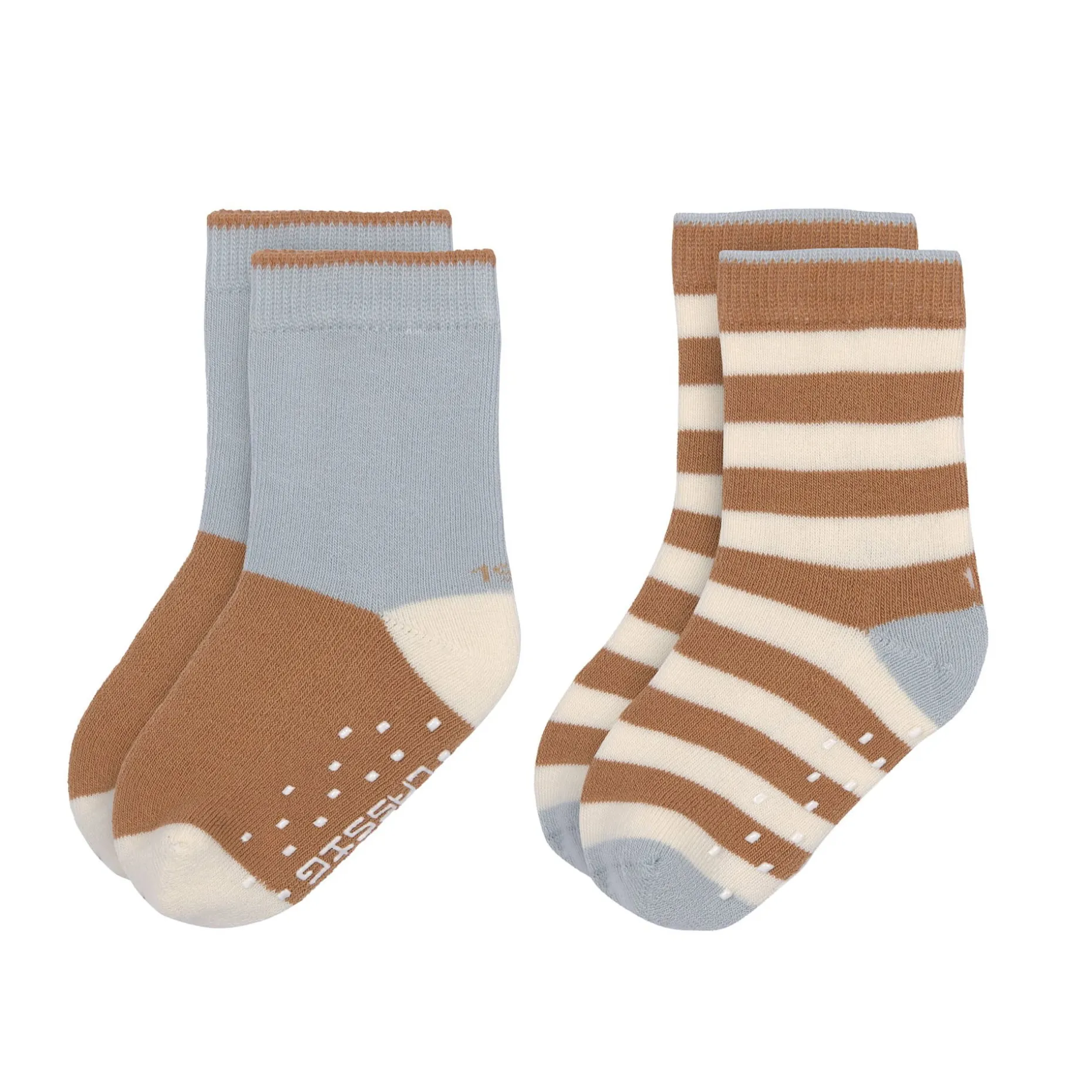 Kinder Antirutsch-Socken (2er-Set), Hellblau Karamell