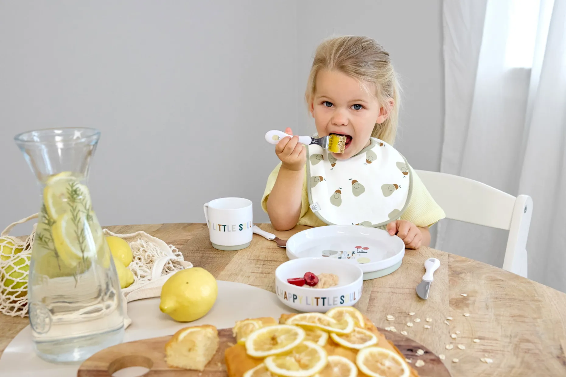 Kindergeschirr Set Porzellan - Happy Fruits, Zitrone Kirsche