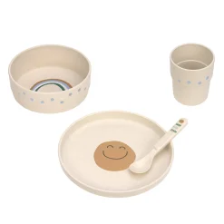 Kindergeschirr Set (Teller - Schüssel - Becher - Löffel) - Happy Rascals, Smile
