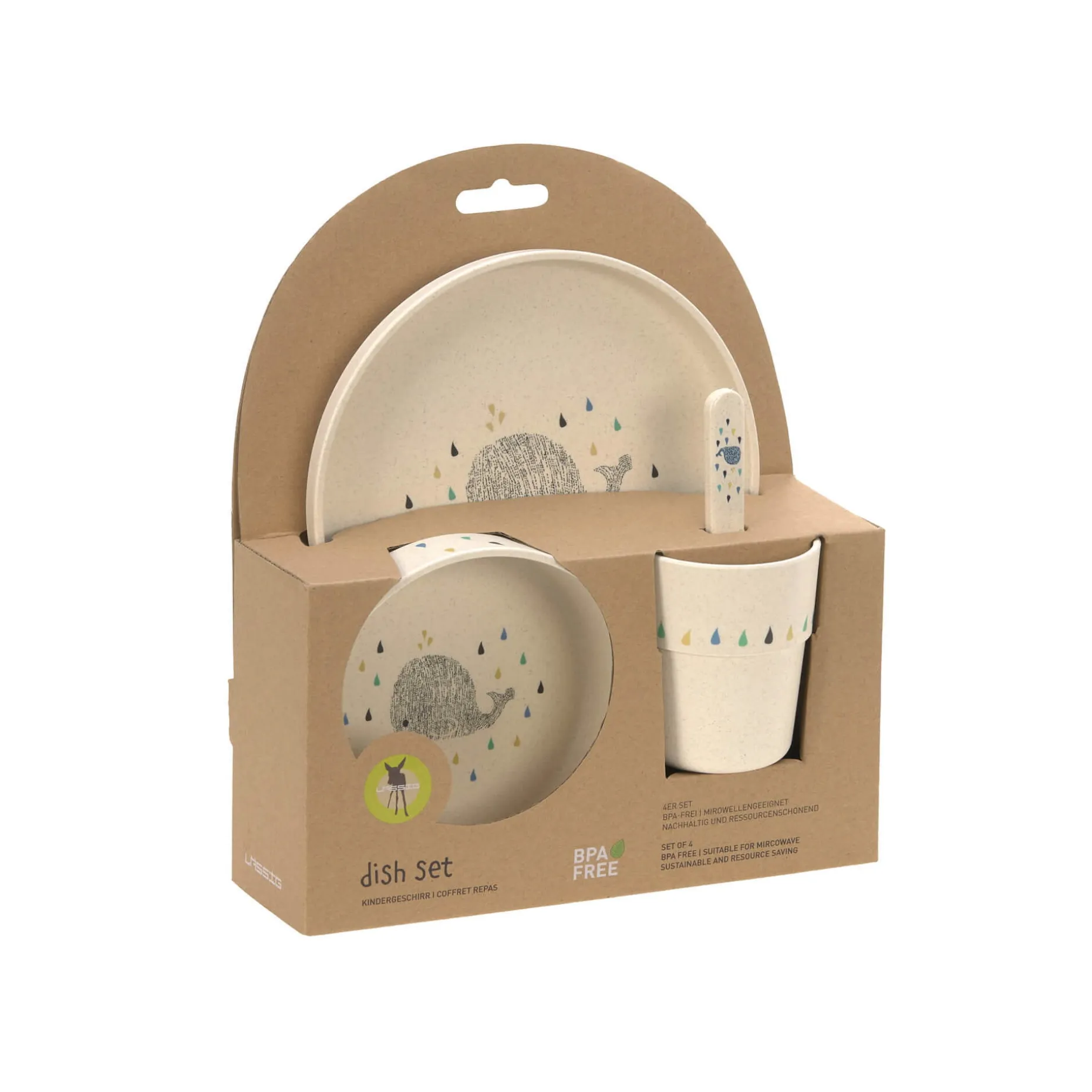 Kindergeschirr Set (Teller - Schüssel - Becher - Löffel) - Little Water, Wal