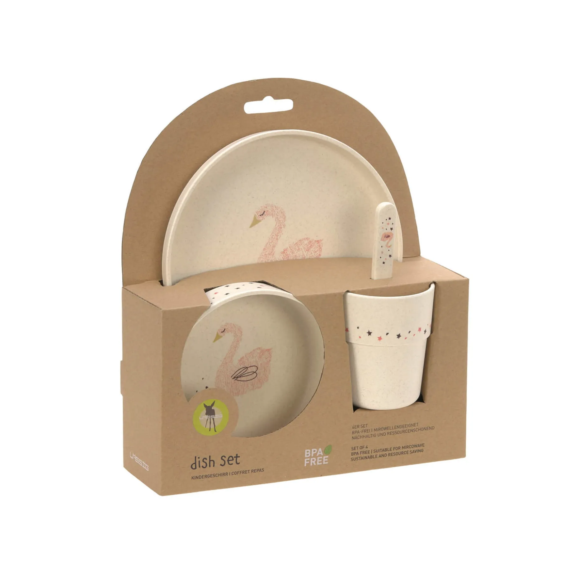 Kindergeschirr Set (Teller - Schüssel - Becher - Löffel) - Little Water, Schwan