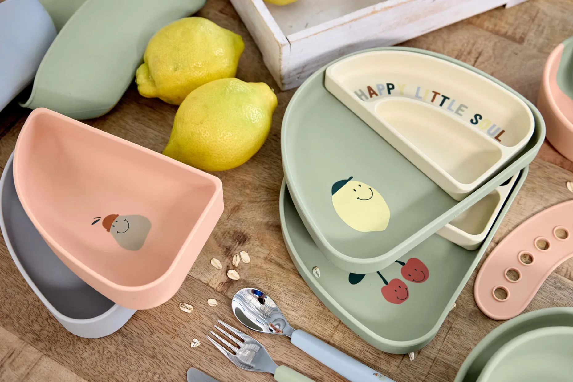 Kinder Menüteller Silikon (3-teilig) - Happy Fruits, Kirsche