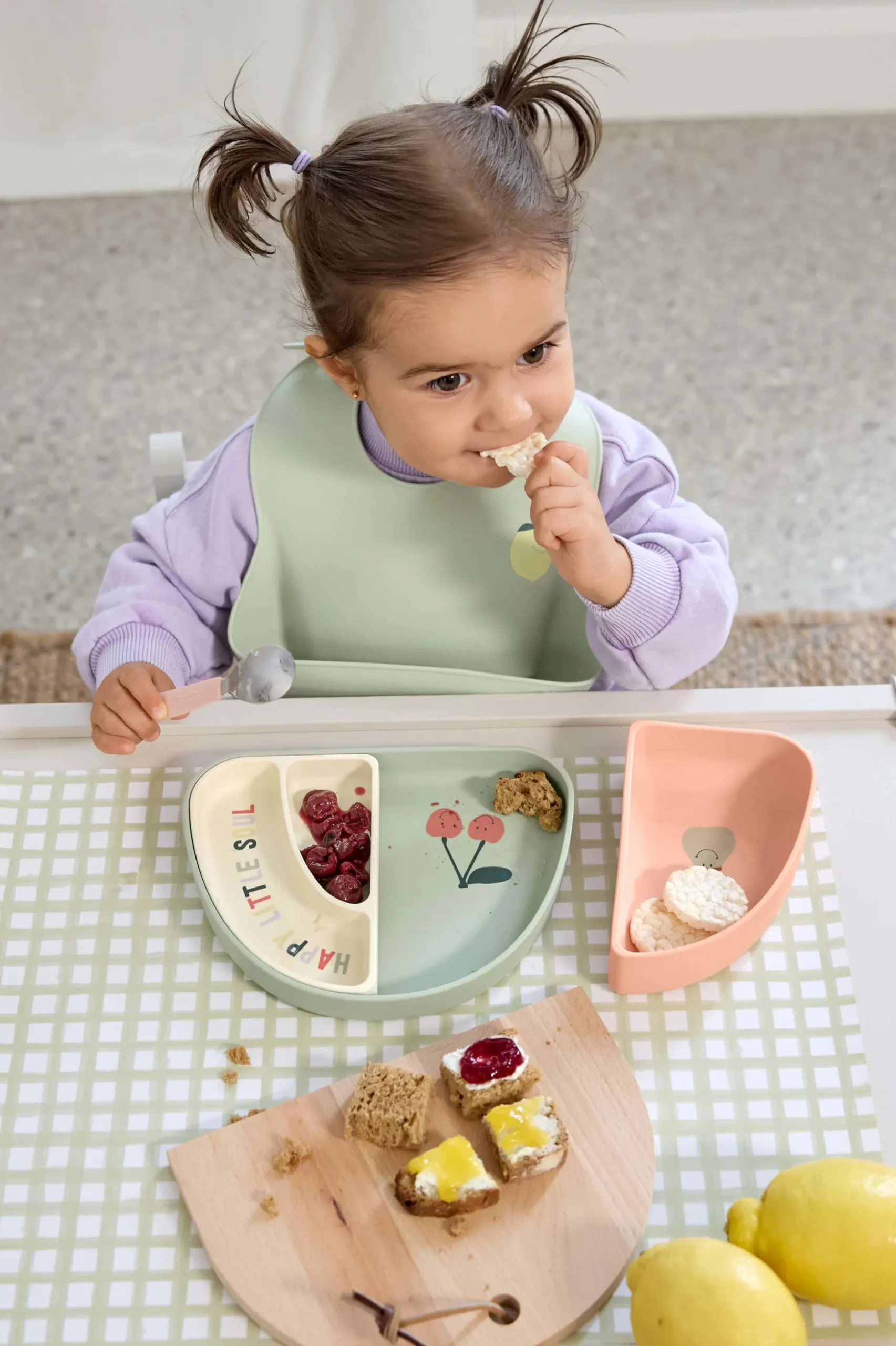 Kinder Menüteller Silikon (3-teilig) - Happy Fruits, Kirsche