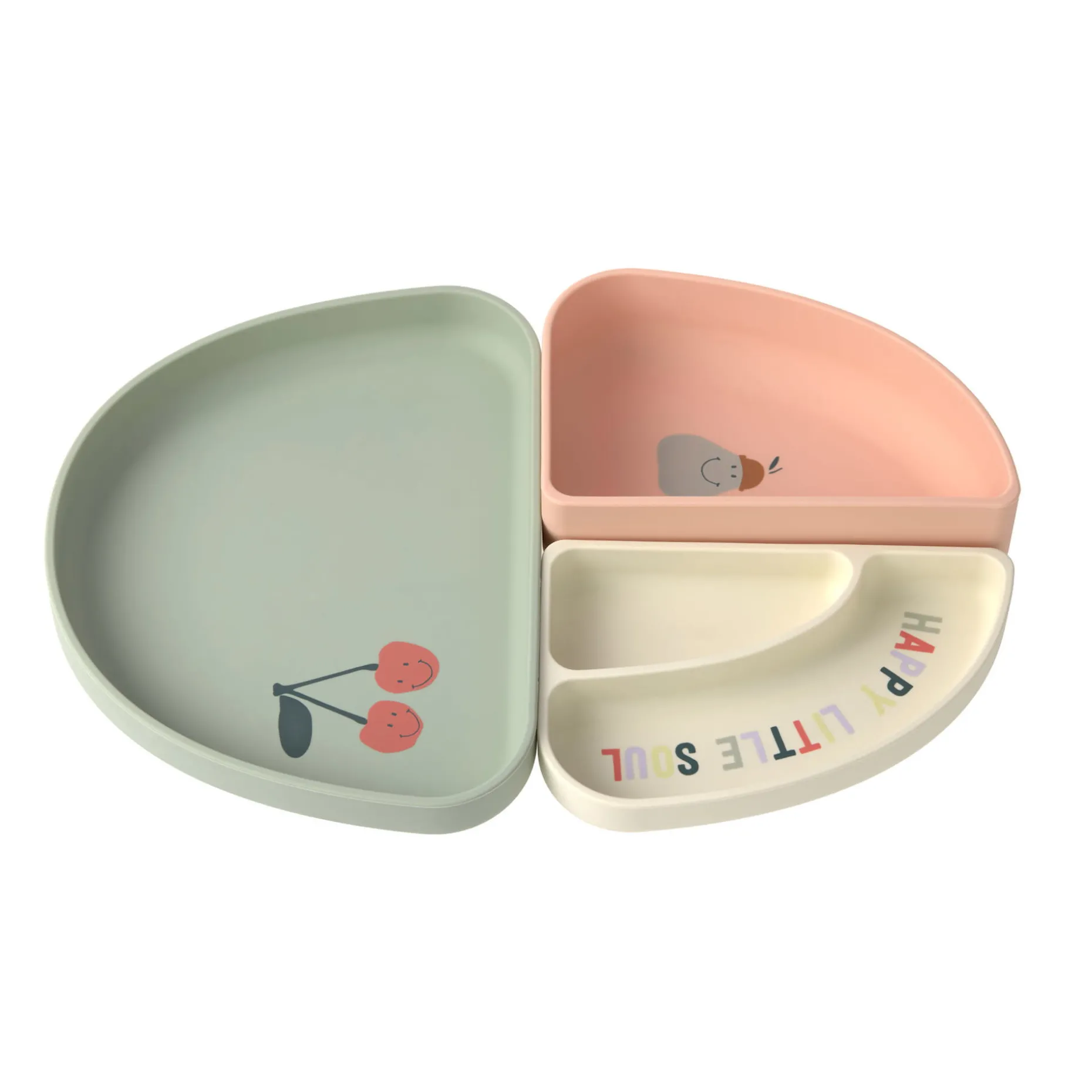 Kinder Menüteller Silikon (3-teilig) - Happy Fruits, Kirsche