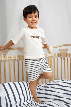 Kinder Pyjama Kurz - Bio Baumwolle, Hund Blau