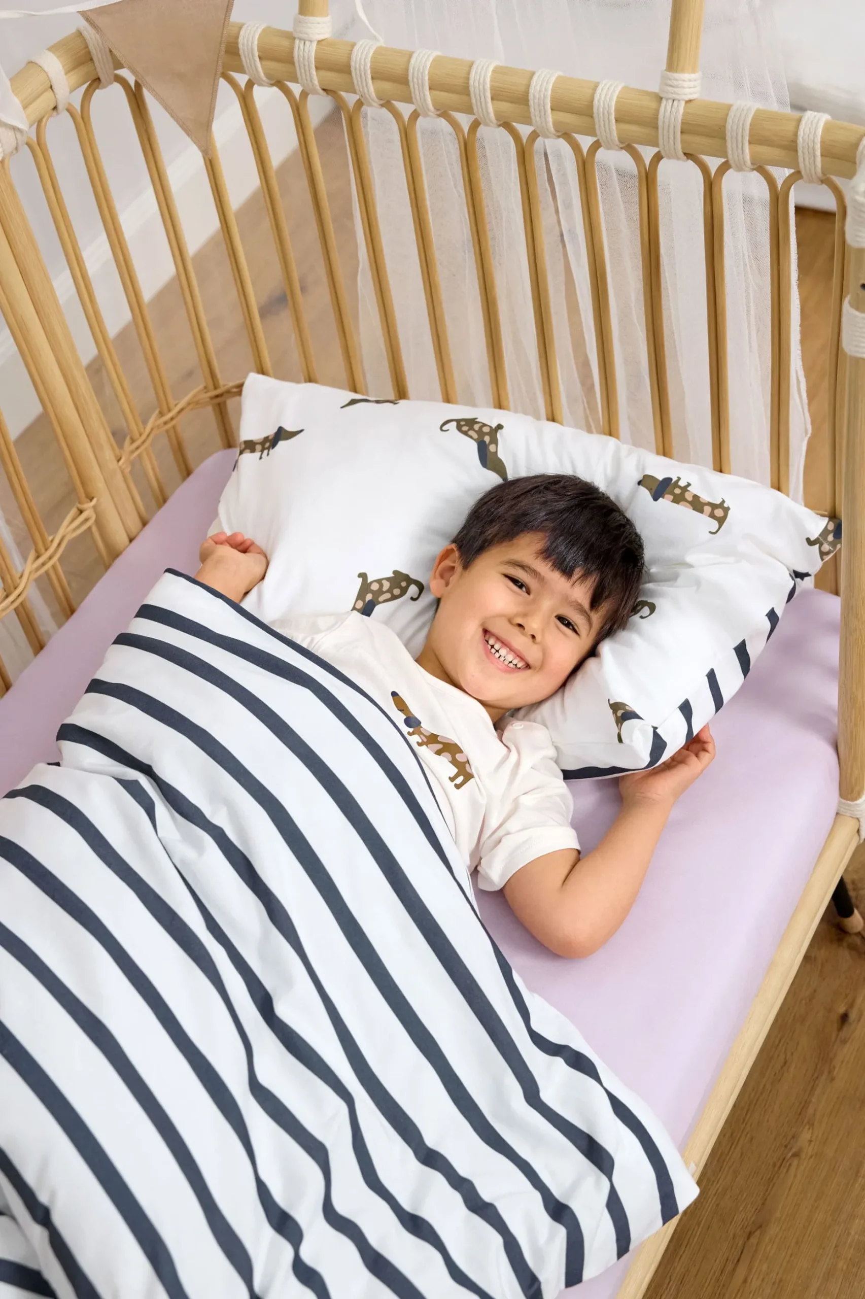 Kinder Pyjama Kurz - Bio Baumwolle, Hund Blau