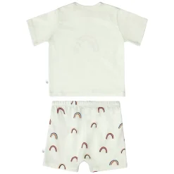 Kinder Pyjama Kurz - Bio Baumwolle, Regenbogen Mint