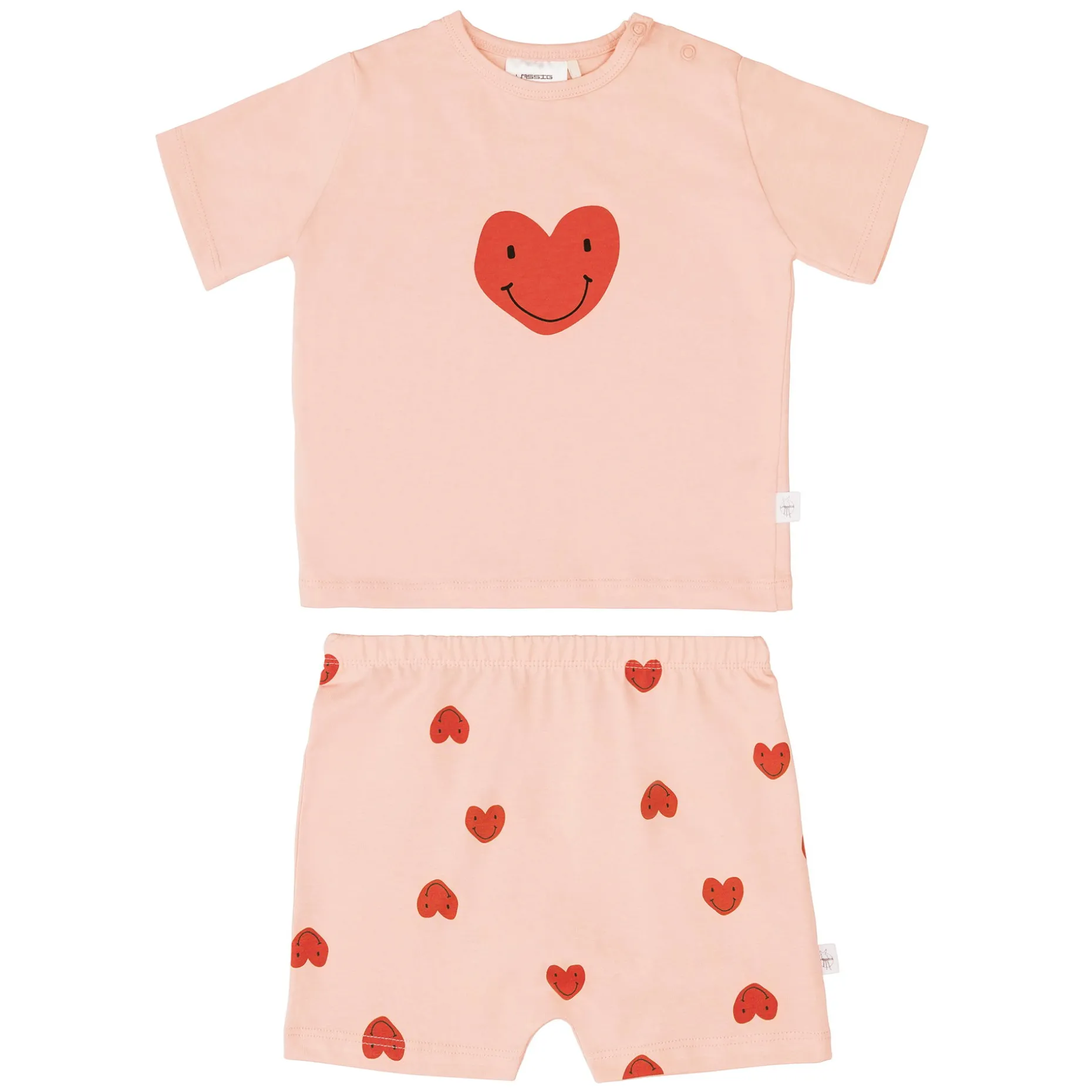 Kinder Pyjama Kurz - Bio Baumwolle, Herzen Rosa