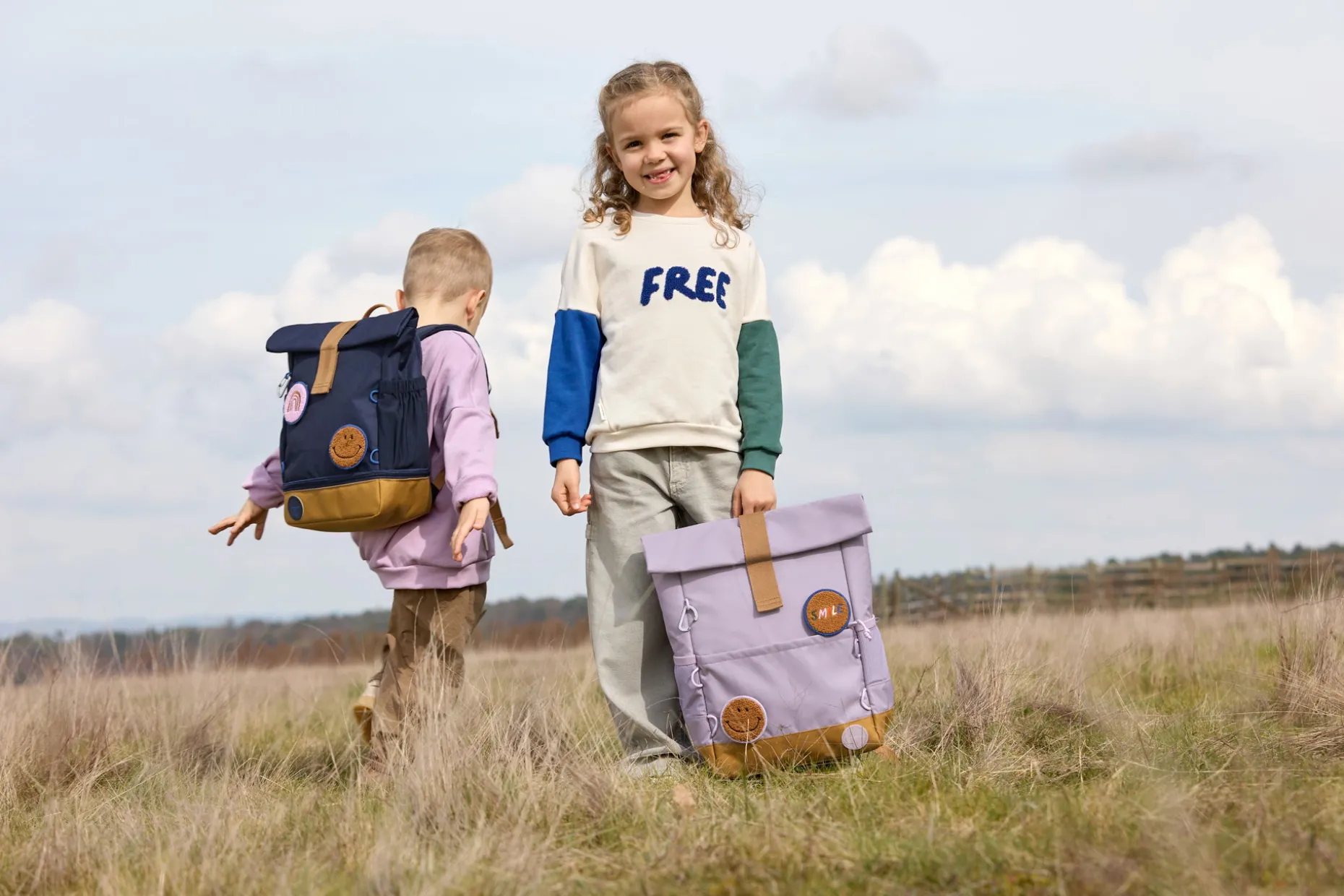Kinderrucksack Rolltop - Little Gang, Lila