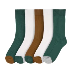 Kinder Socken 5er Set - Little Gang, Grün Weiß Karamell