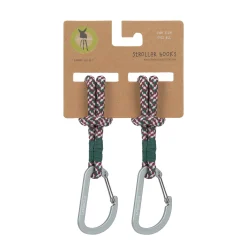 Kinderwagenhaken 2er Set - Karabiner, Grün Lila
